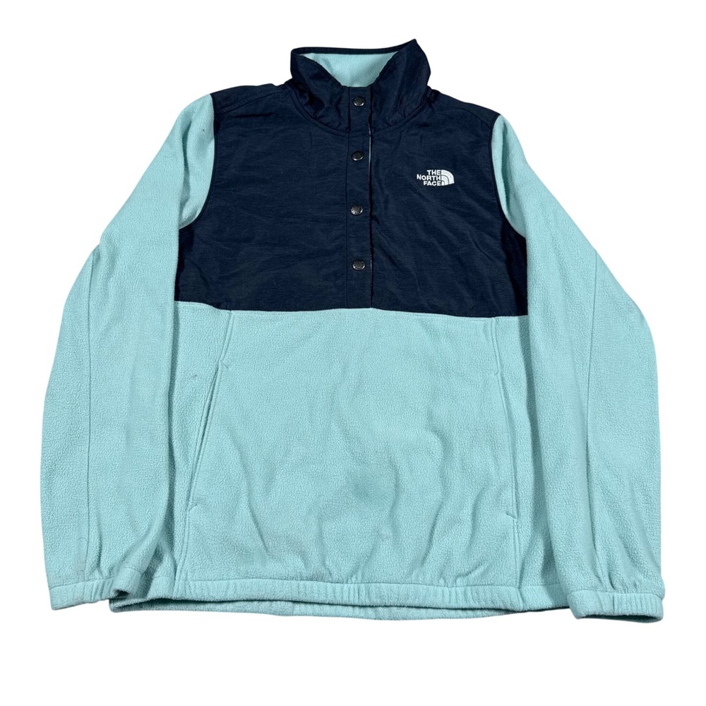 The North Face TKA Glacier Fleece Pullover Womens Medium Blue Snap Neck Gorpcore
